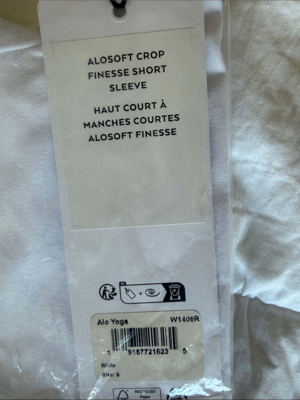 ALO Yoga White Crop Finesse Short Sleeve Tee - Picture 3 of 5